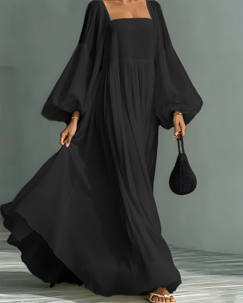Nunila | Square Neck Long Balloon Sleeves Maxi Dress