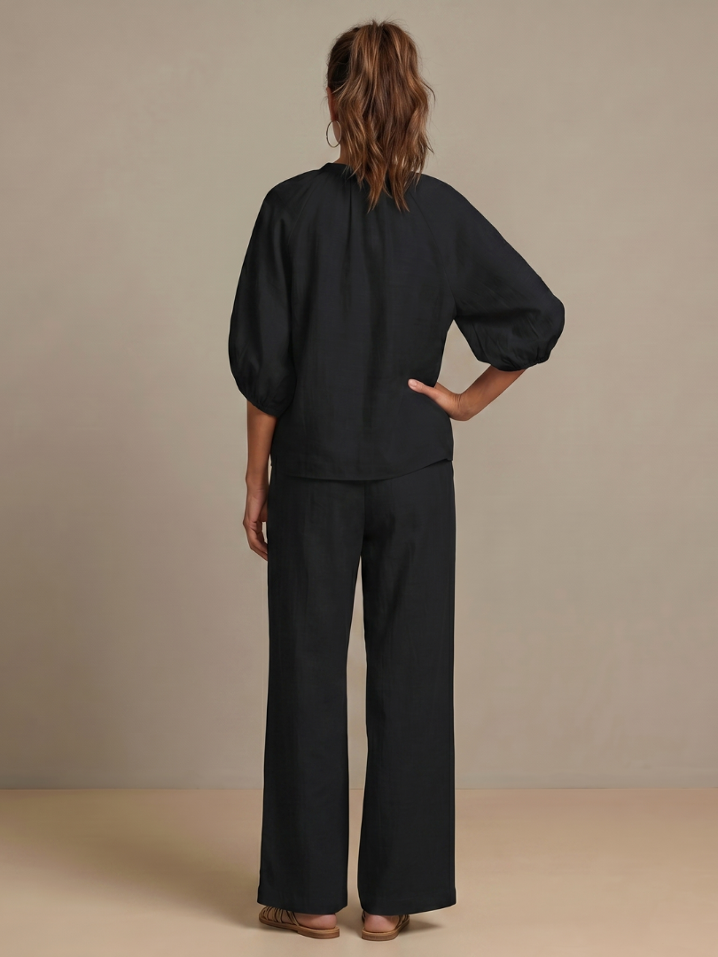 Sharina | Zip Front Wide Leg Pant Set