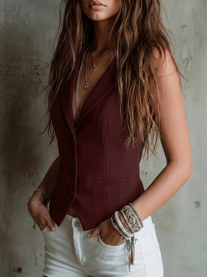 Arden | Elegant Sleeveless Vest with Pockets