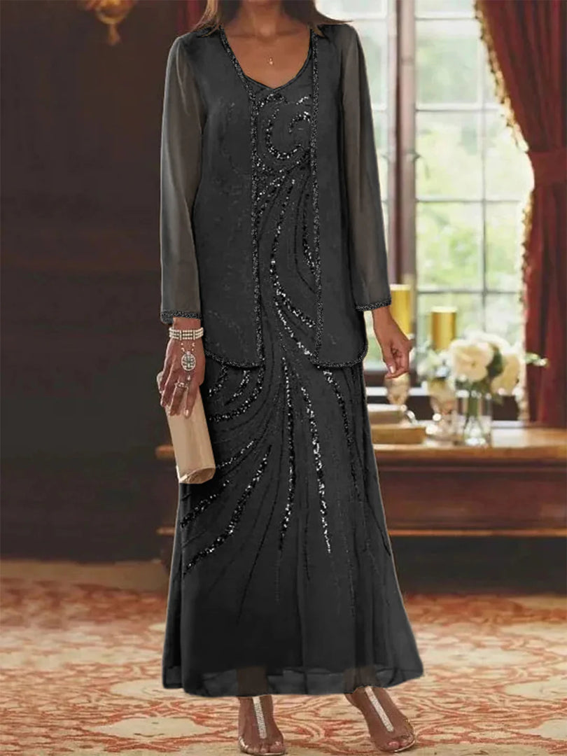 Jungmin | Maxi Dress with Off-Shoulder Ruffles and Lace