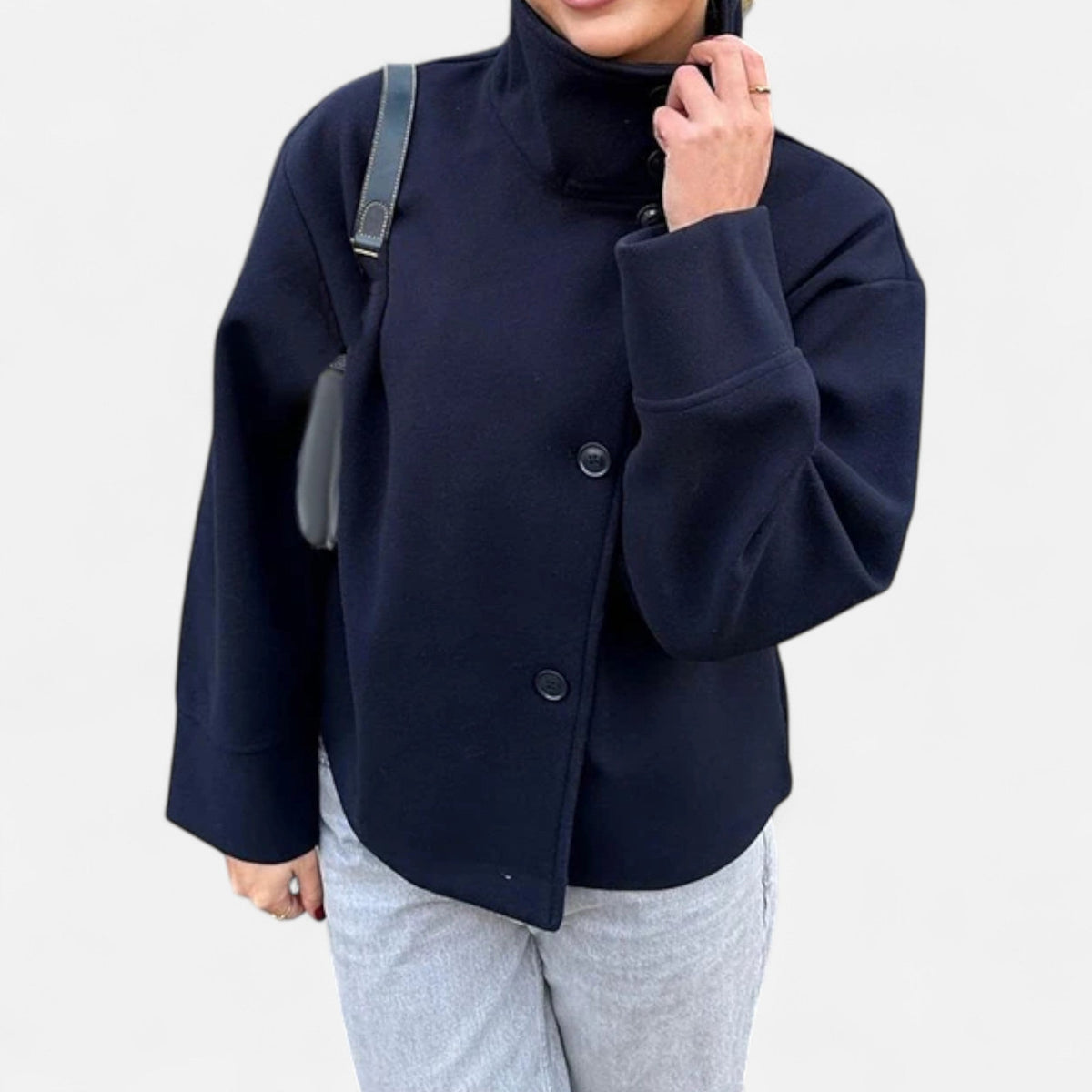 Eveliya | Chic Structured Short Coat with Double Buttons