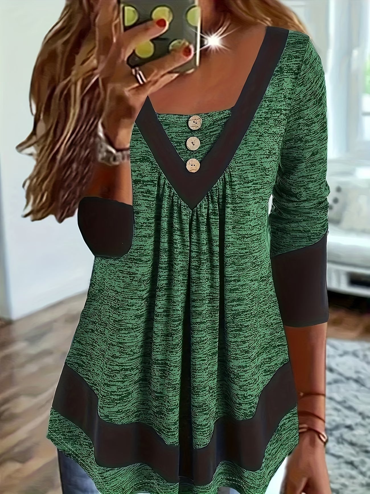 Grisel | V-Neck Three-Quarter Sleeve Tunic