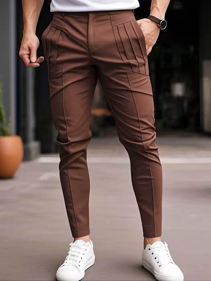 Baldon | Slim-Fit Pleated Pocket Pants in Multiple Colors