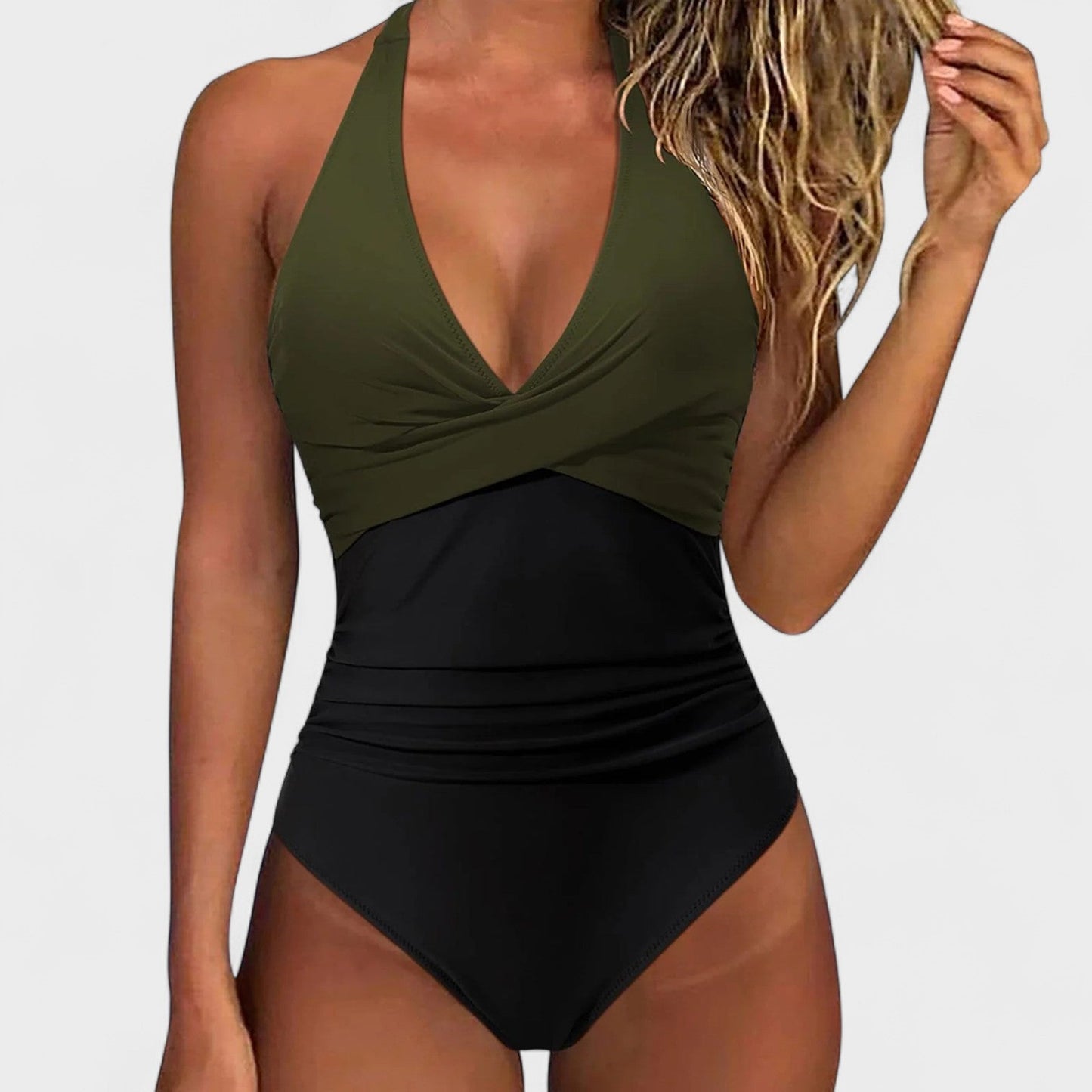 Edita | Halter Neck Ruched One-Piece Swimsuit