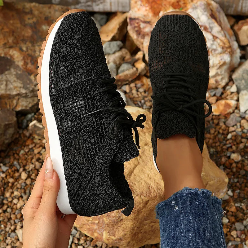 Susannah - Knitted Lace Up Breathable Sneakers