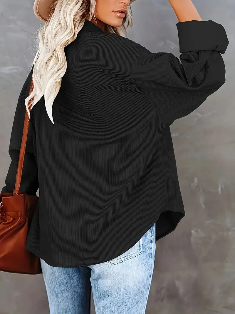 Irmela | Long Sleeve Corduroy Button Shirt