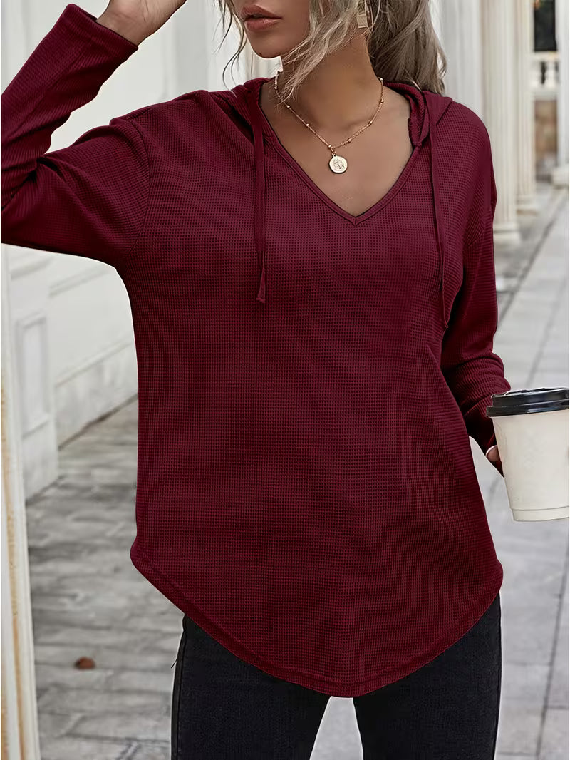 Heydi | Hooded Sweatshirt with V-Neck Curved Hem