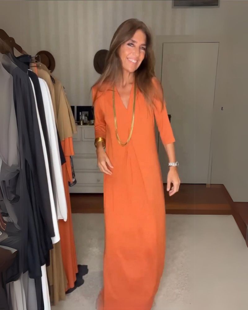 Deynia | V Neck Maxi Dress With Side Slit