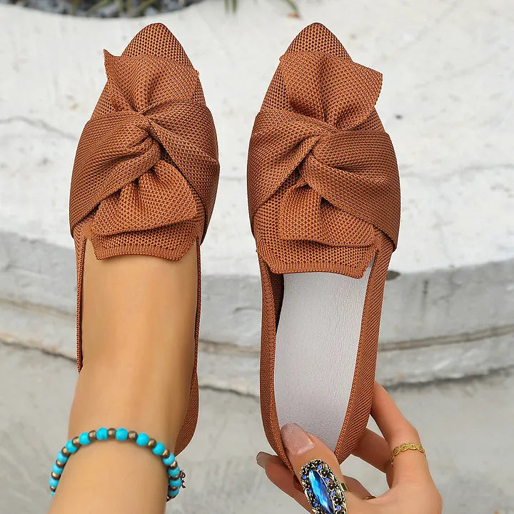 Hiromi | Bow Pointed Toe Slip On Flats