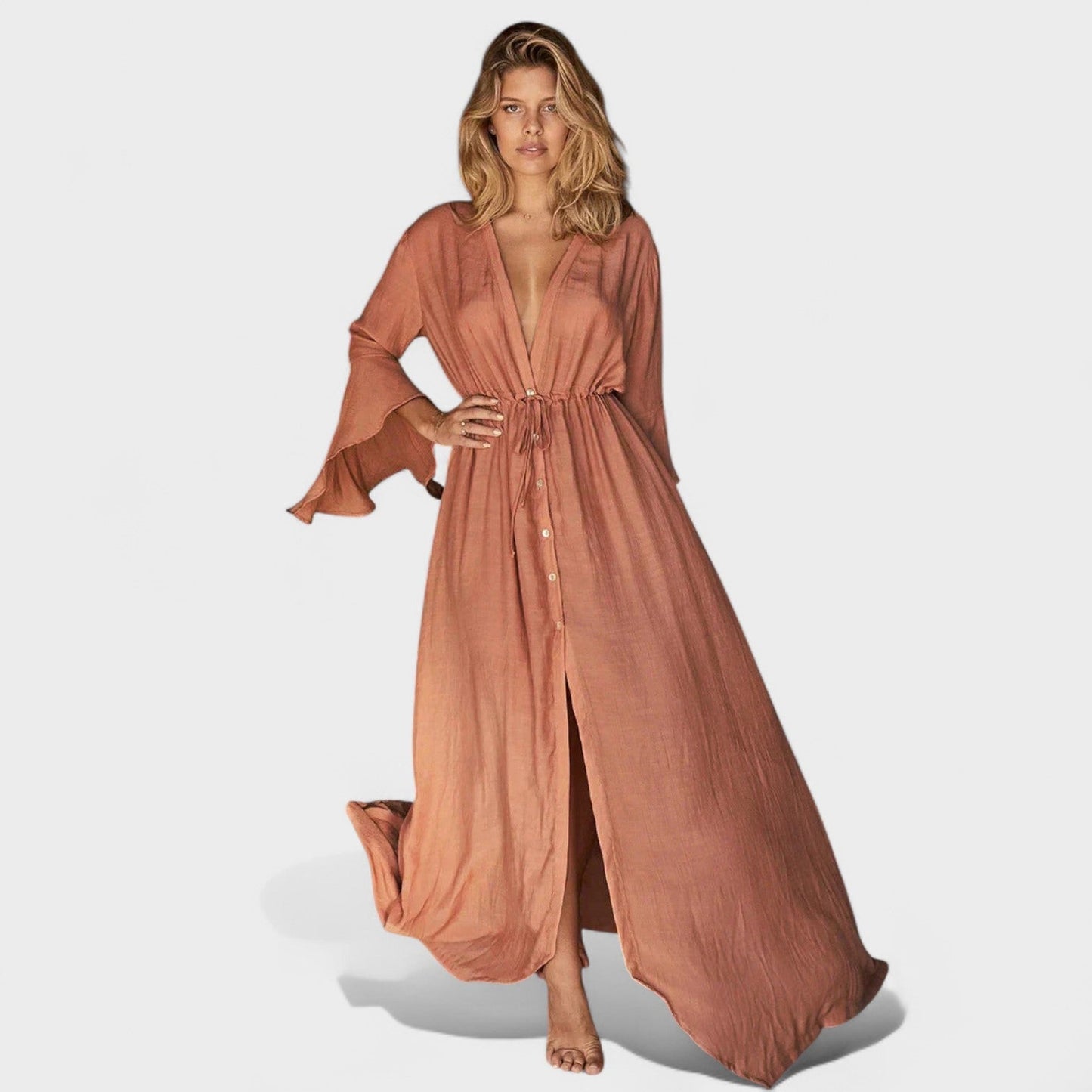 Eusebia | Maxi Dress Deep V-Neck Drawstring
