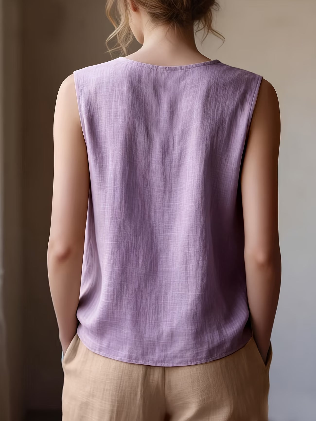 Safiya | Sleeveless Ruffle Neck Loose Blouse