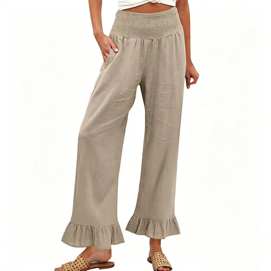 Moriom | Ruffle Hem Wide Leg Pants