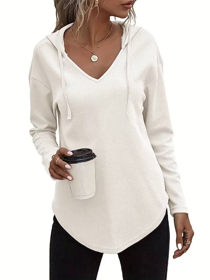 Heydi | Hooded Sweatshirt with V-Neck Curved Hem