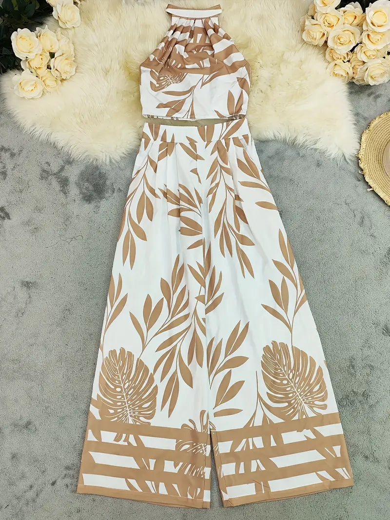 Zirina | Halter Crop Top Wide Leg Set