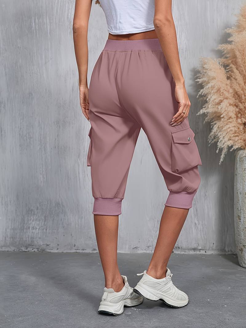 Kirabo | Cargo Capri Jogger Pants With Pockets