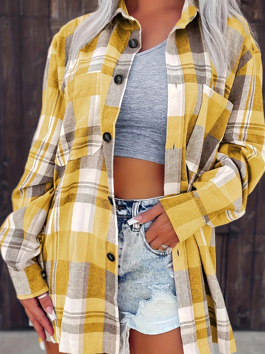 Yenira | Plaid Long Sleeve Button Shirt