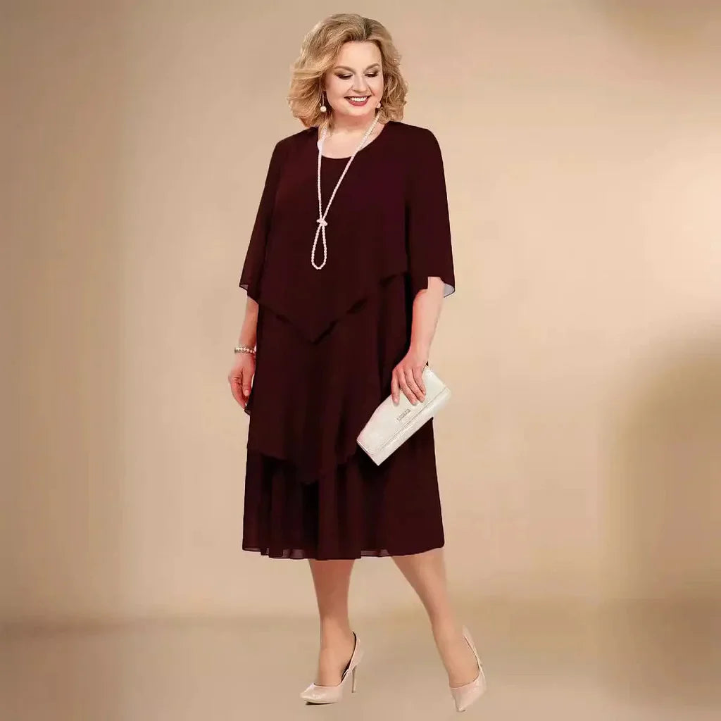 Enedina | Layered Midi Dress Half Sleeve Overlay