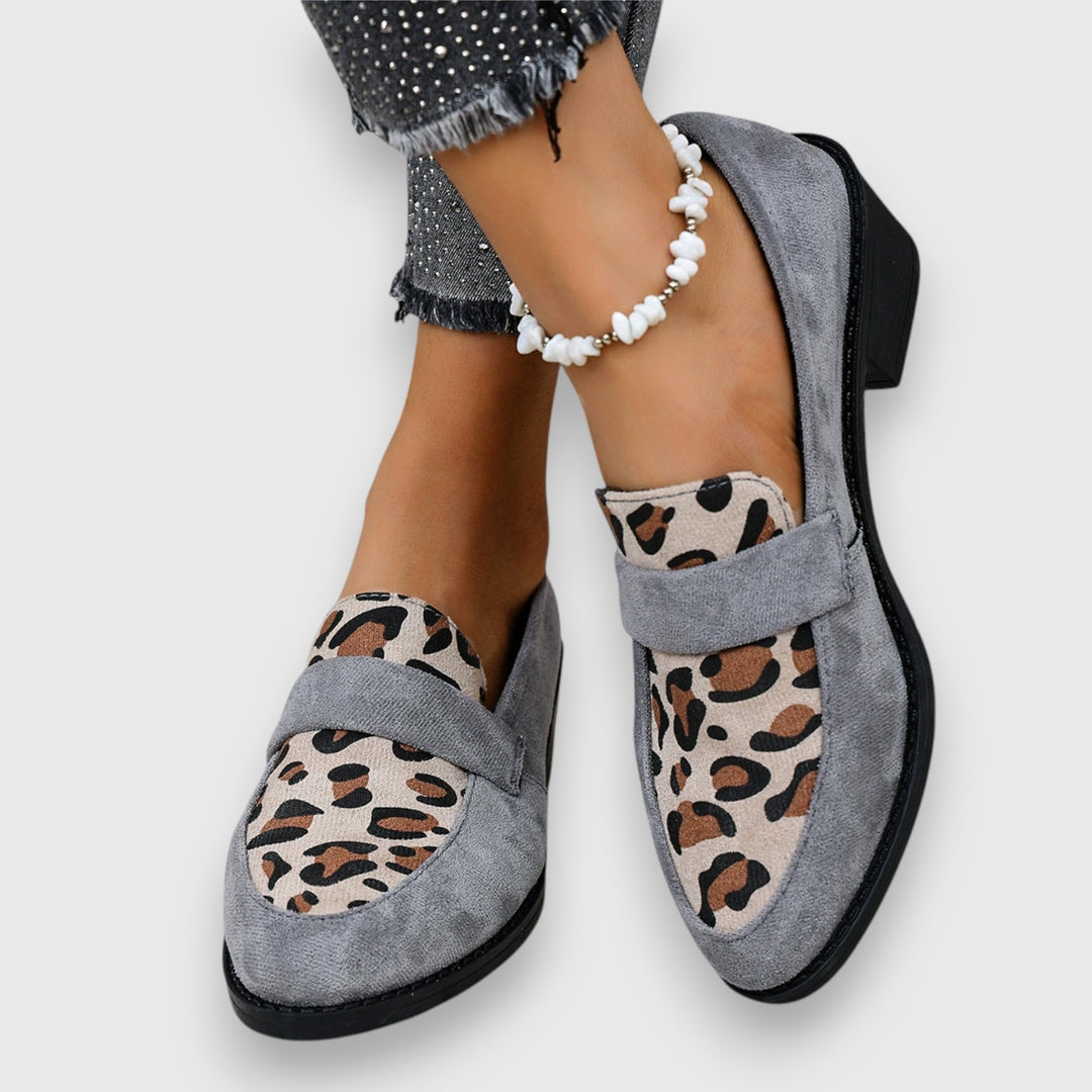 Lucyna | Loafer Shoes Leopard Print Block Heel