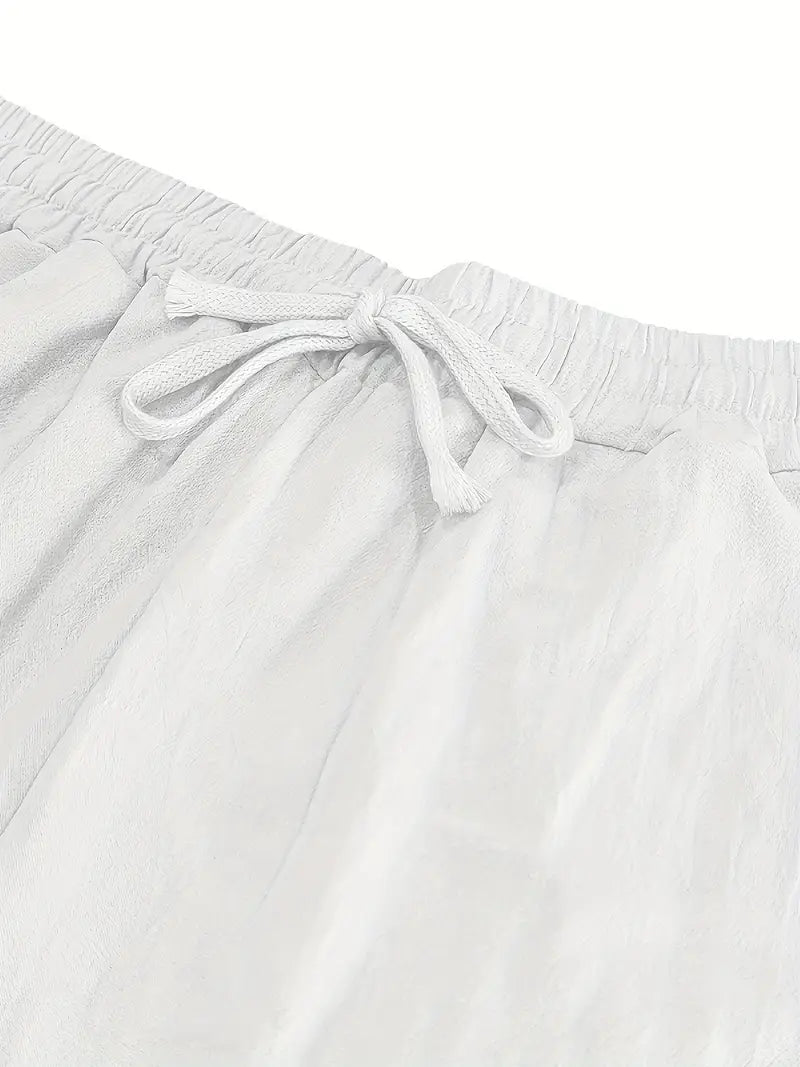 Babaev | Drawstring Wide Leg Casual Linen Pants