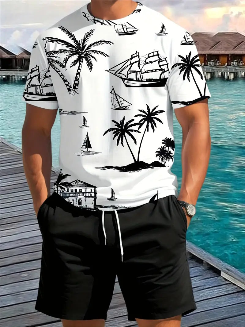 Barea | Tropical Print T Shirt Shorts Set