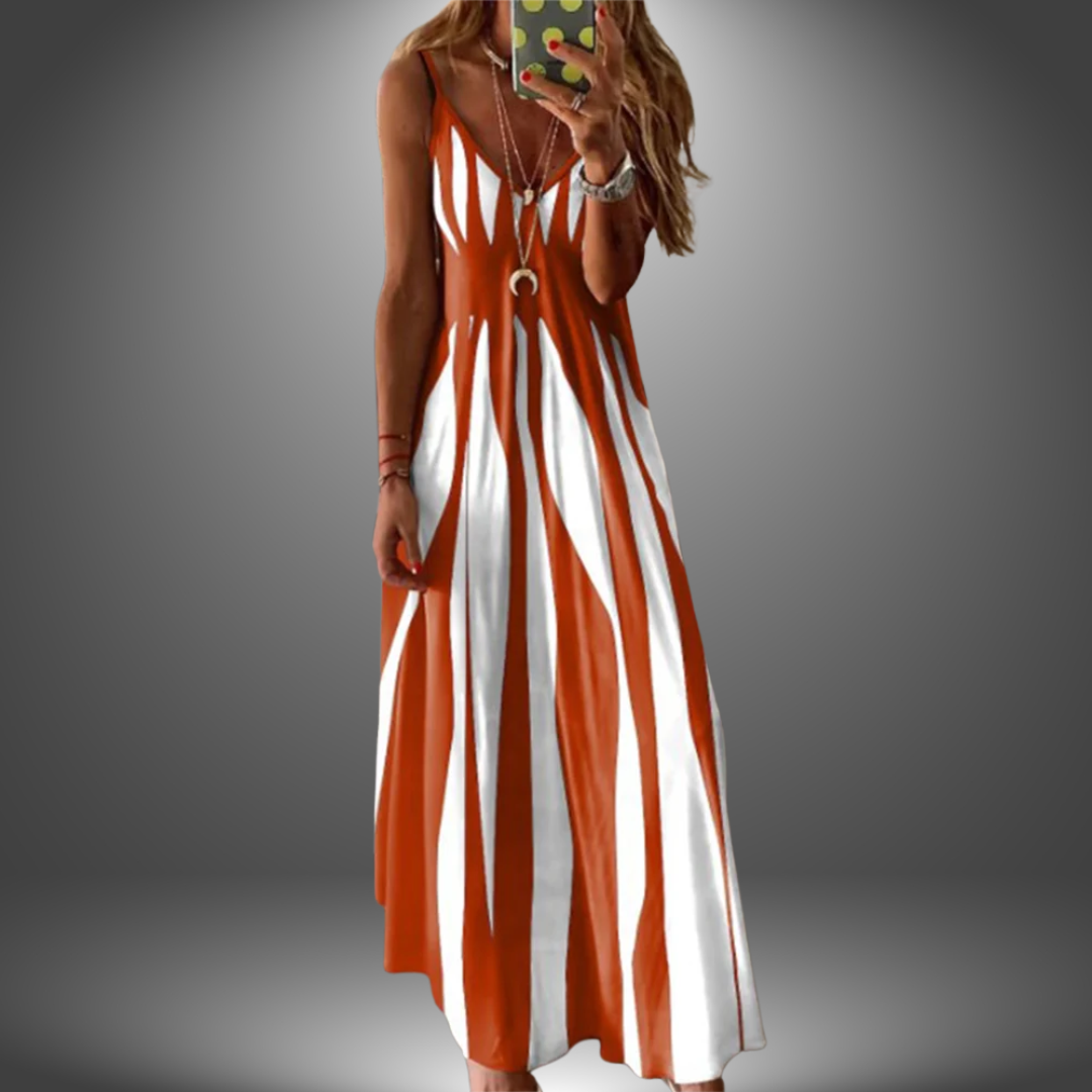 Angela | Maxi Dress Striped Spaghetti Sleeveless V-Neck