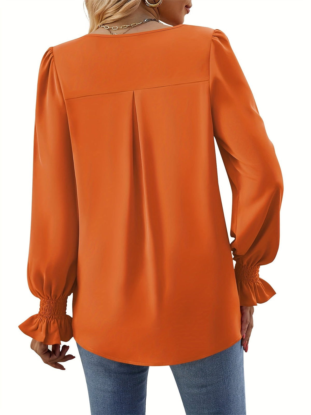 Quenisetta | Long Sleeve Loose Fit Blouse with Ruffles
