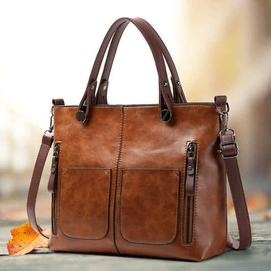 CarryNest - Vintage Brown Shoulder Tote Bag