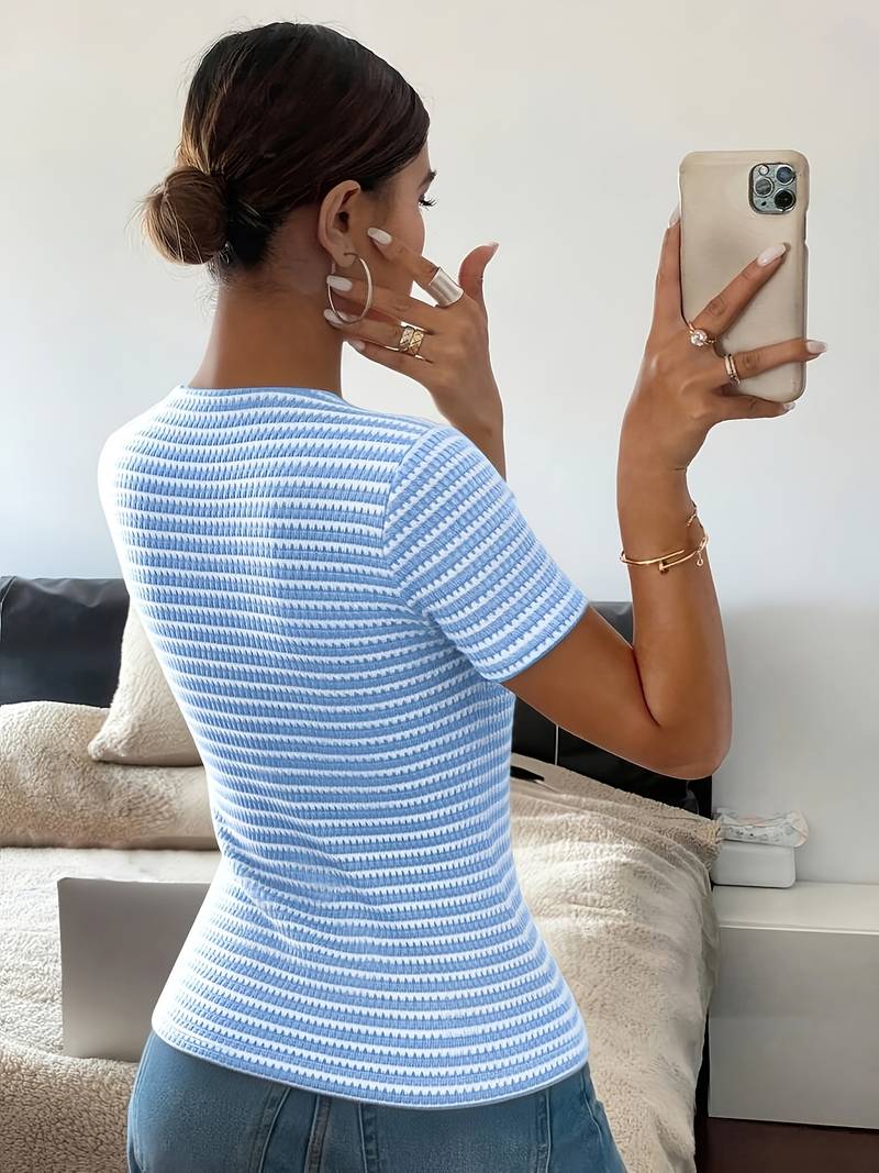 Airam | Shirt Short Sleeve Striped Square Neck