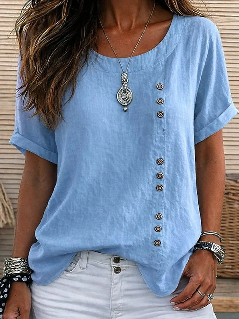 Mickale | Short Sleeve Button Detail Blouse