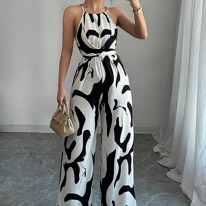 Jorinda | Wide Leg Backless Printed Jumpsuit