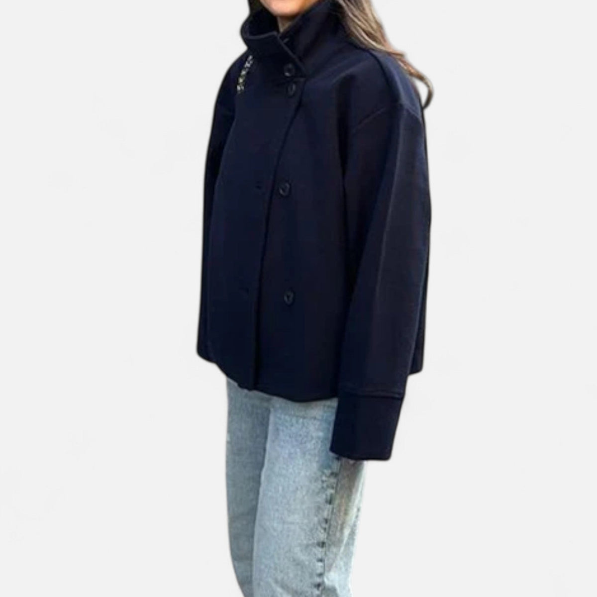 Eveliya | Chic Structured Short Coat with Double Buttons