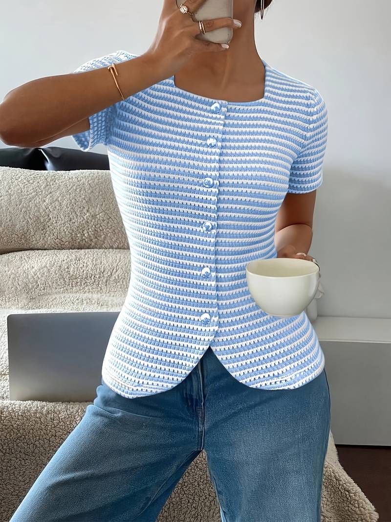 Airam | Shirt Short Sleeve Striped Square Neck