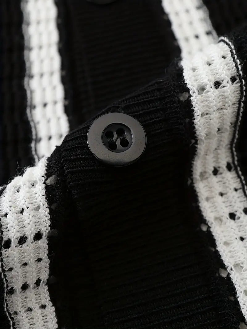 Cordell | Striped Short Sleeve Button Knit Shirt