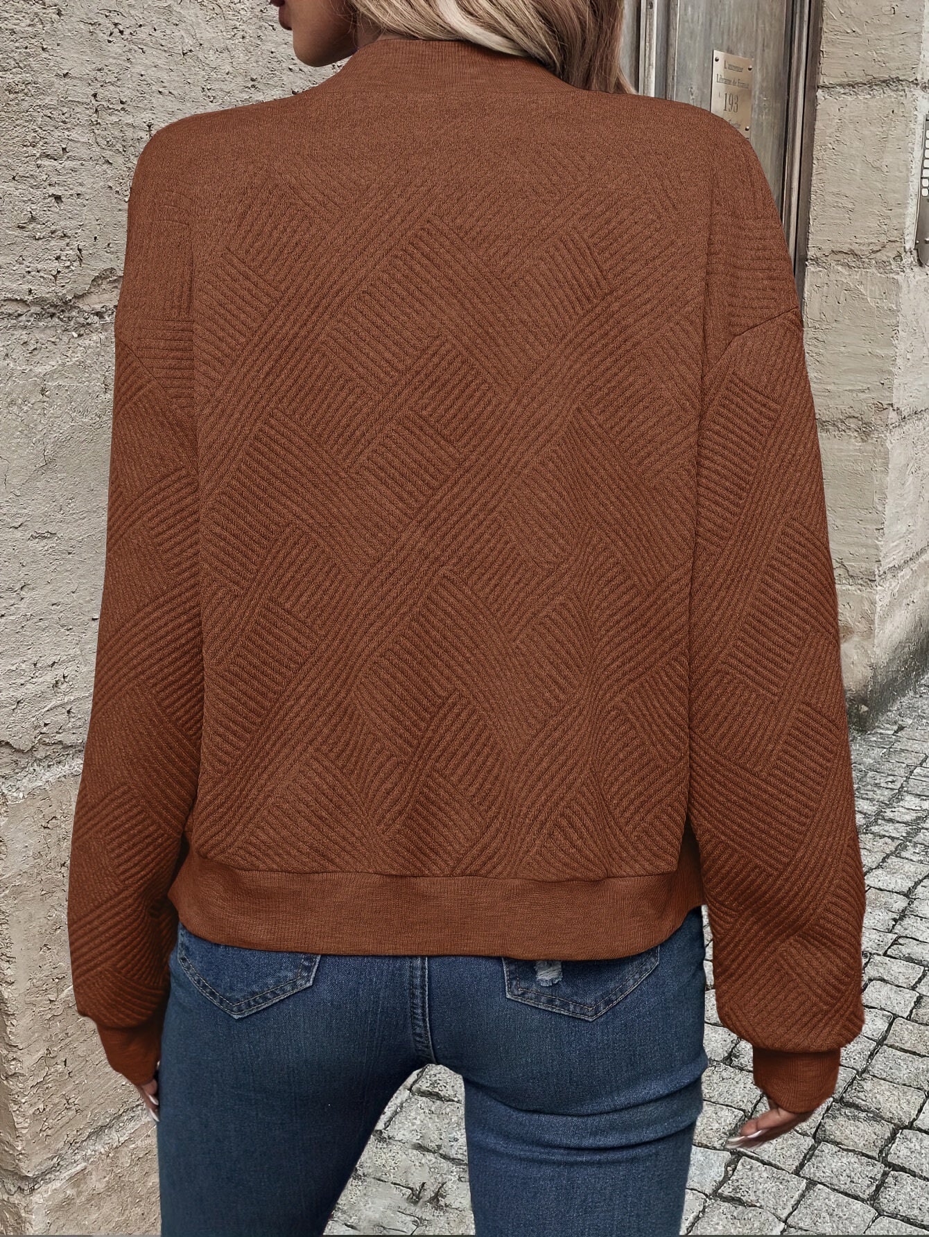 Jemma | Textured Long Sleeve Zip-Up Jacket