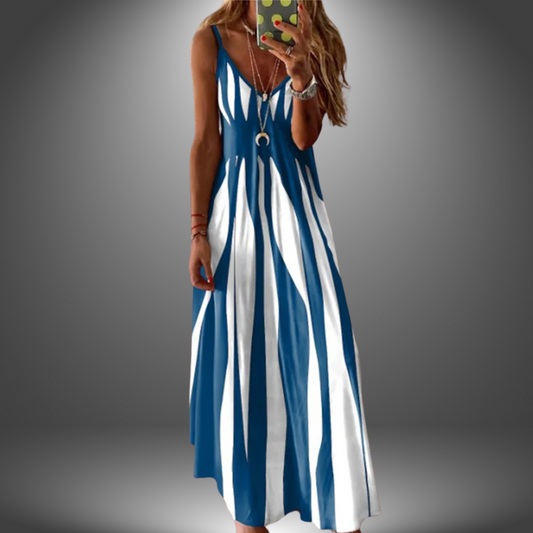 Angela | Maxi Dress Striped Spaghetti Sleeveless V-Neck