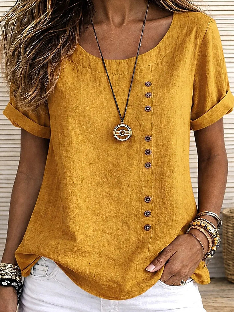 Mickale | Short Sleeve Button Detail Blouse