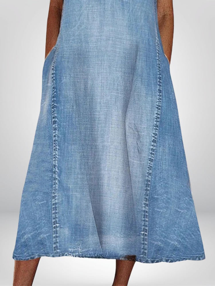 Renia | Sleeveless Light Blue Denim-Style Dress