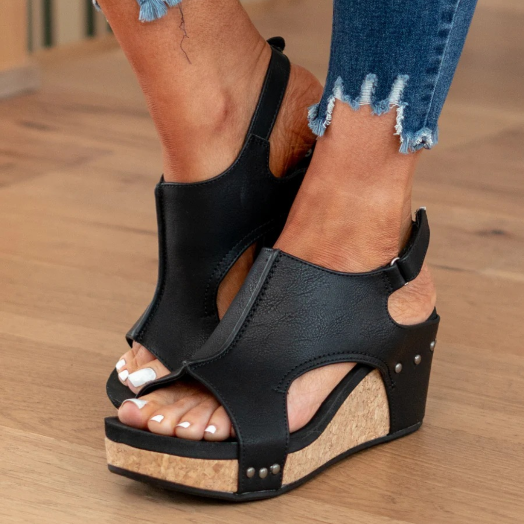 Makrina - Wedge Heel Slingback Open Toe Sandals
