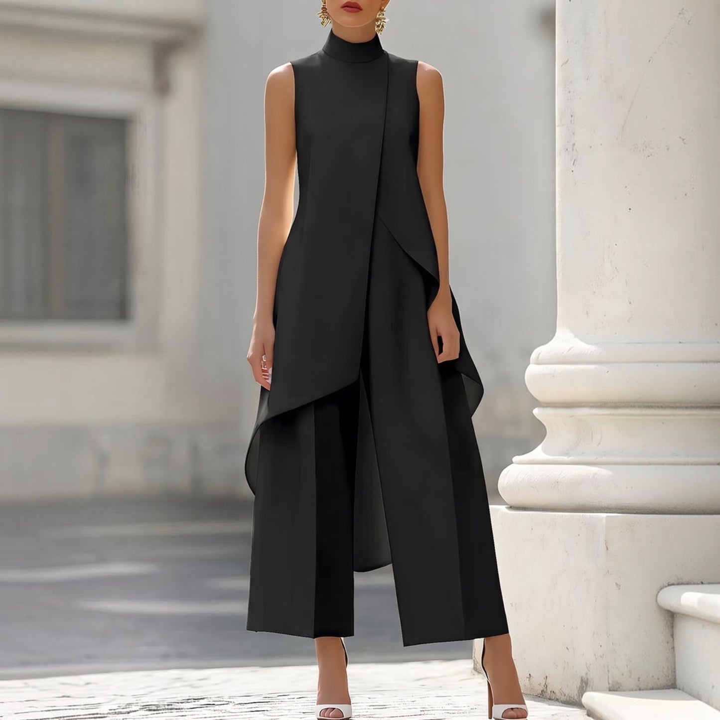 Maryam | Two Piece Sleeveless High Neck Pant Set