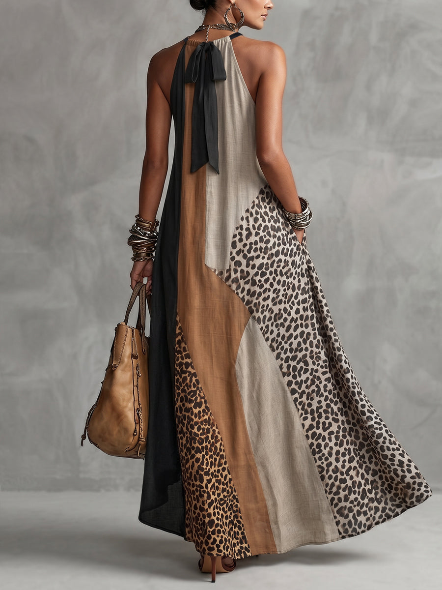 Ida | Maxi Dress with Leopard Print Panels