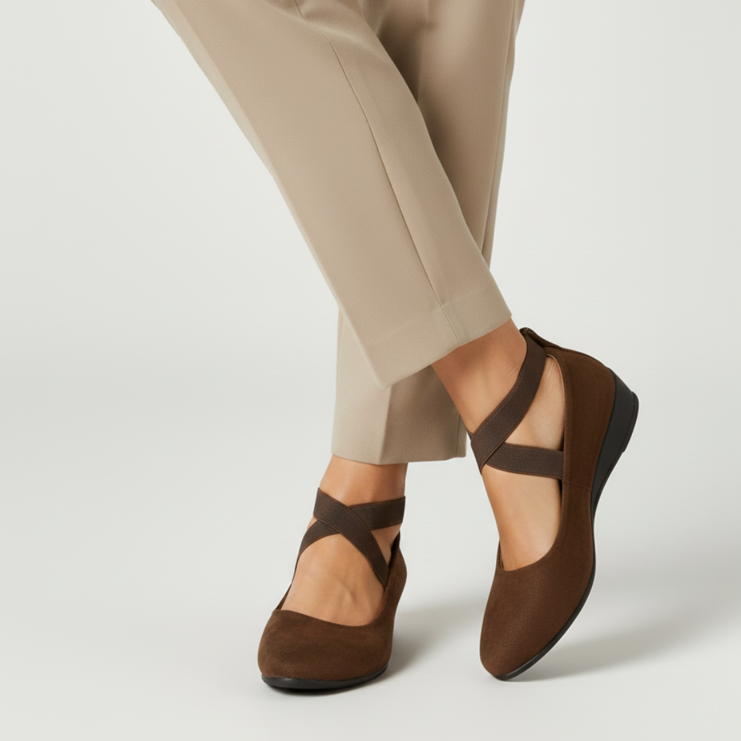 Dalida | Cross Strap Wedge Flats