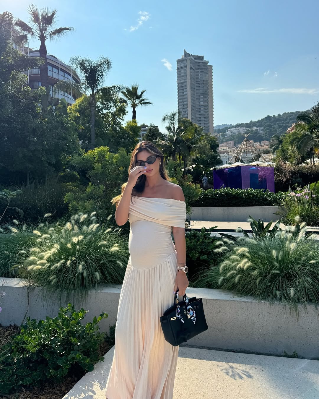 Kapral | Maxi Dress Cream Off-Shoulder Sleeveless Pleated