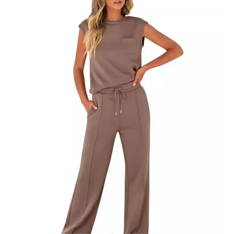 Pestana | Sleeveless Top Wide Leg Pants Set
