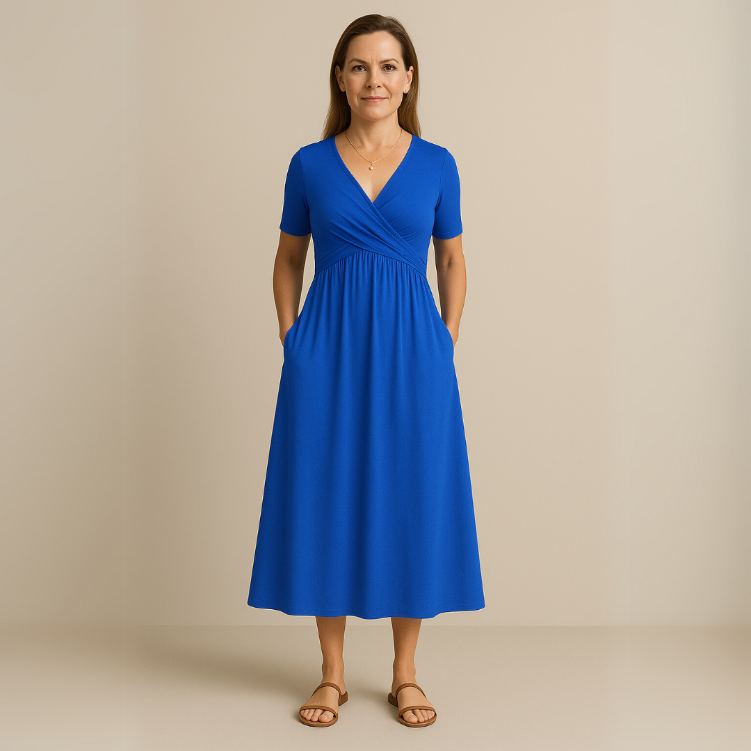 Bridgett | Wrap Front Short Sleeve Midi Dress