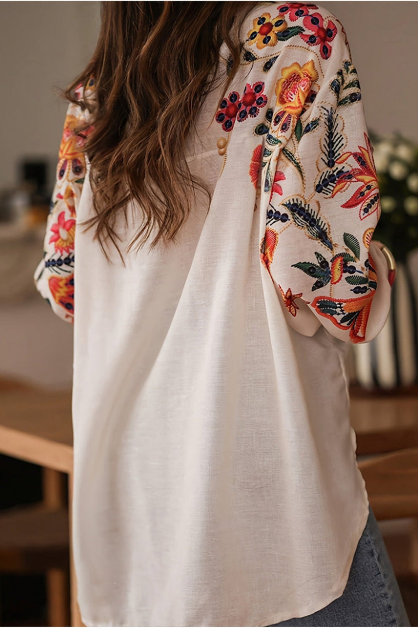 Mariluna | Floral Print Long Sleeve Button Shirt