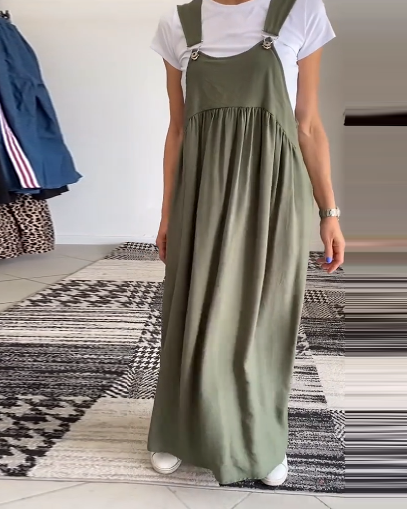 Marleen | Strappy Maxi Dress Gathered Loose-Fit Pinafore Style