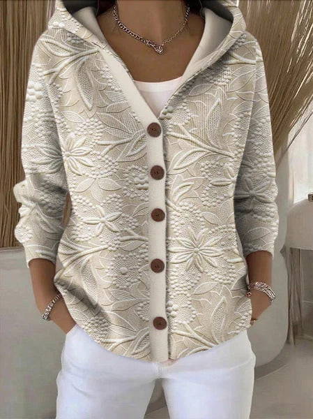 Annie | Cardigan Hooded Button-Front Long-Sleeve Top