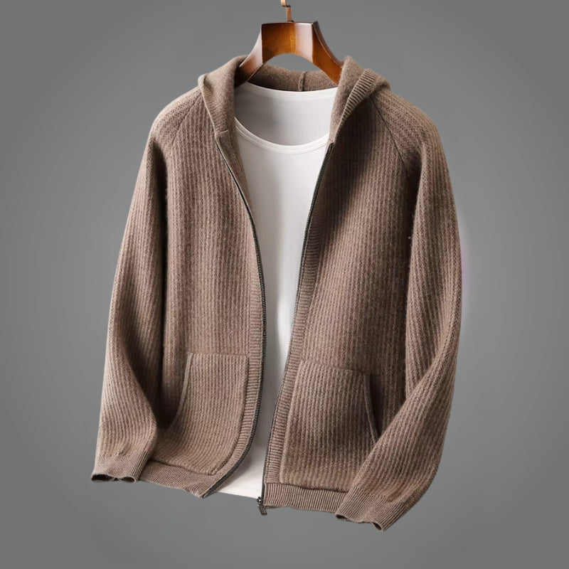 Romain | Hoodie With Full Zip Knitted Texture