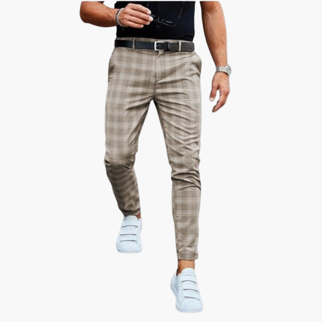 Karey - Slim Fit Checkered Trousers