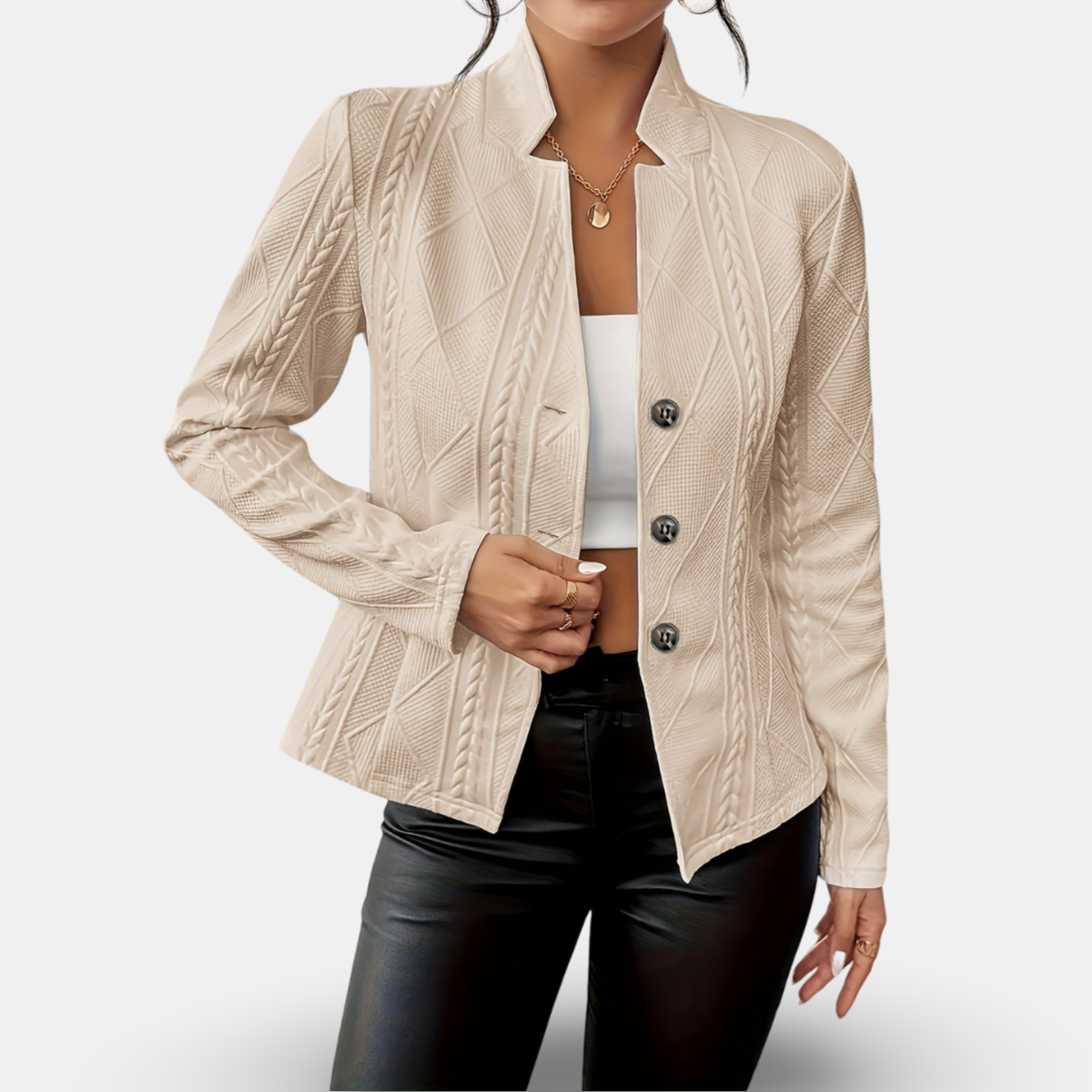 Lynn | Blazer Long Sleeve Textured Three-Button Tailored Fit